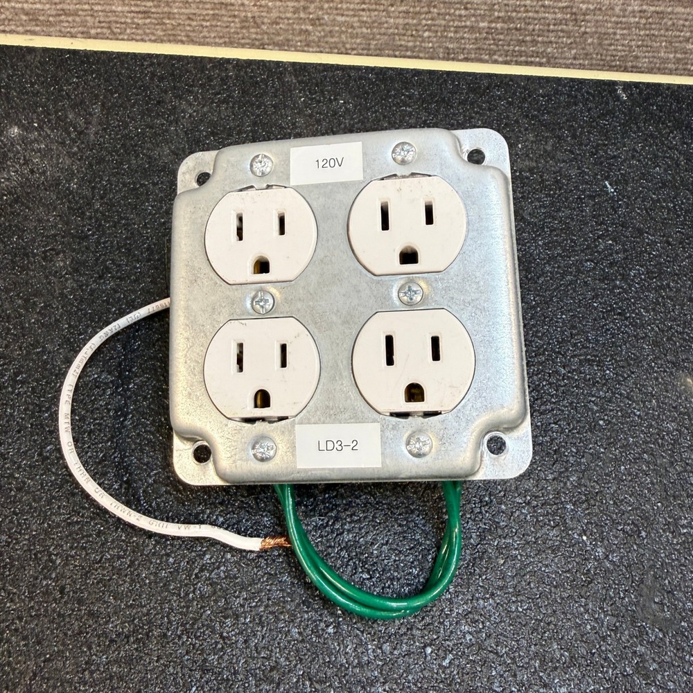 4-Plex 120V Quad Outlet Electrical Receptacle Plate Pre-Wired Grounded